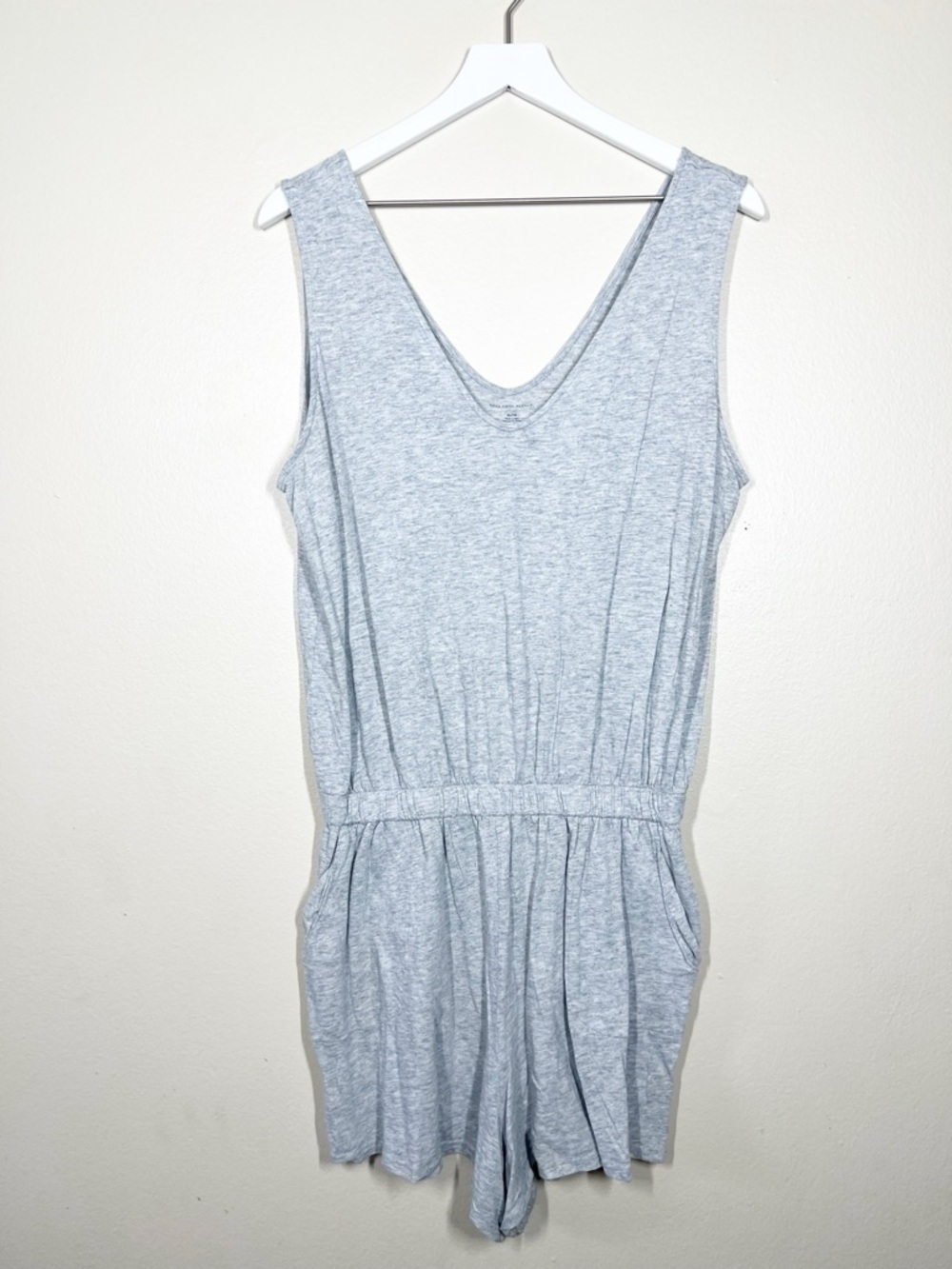 Saks Fifth Avenue Womens Gray Modal Cotton Sleeveless Vneck Romper Size XL